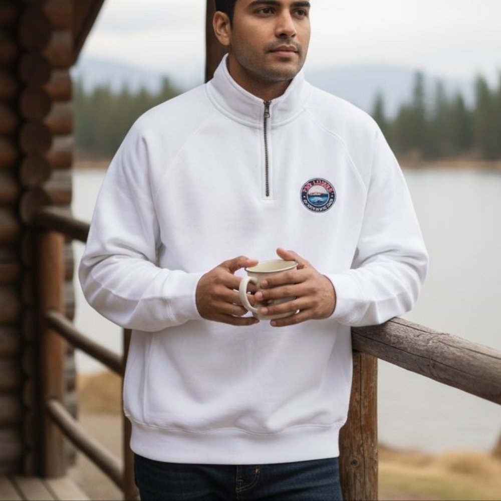 Ouray Quarter Zip Pullover Sweayshirt with The LODGE - Whitefish Lake MT Seal